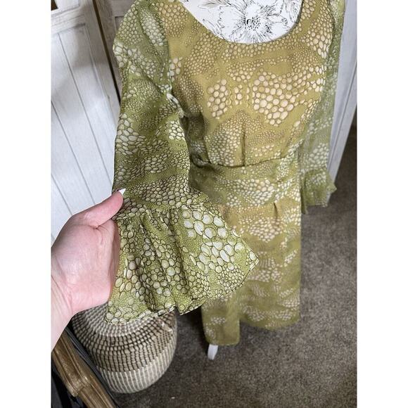 Vintage 60s 70s Vera Hicks Helga Green Yellow Retro Funky Dress Medium Small - Picture 2 of 9